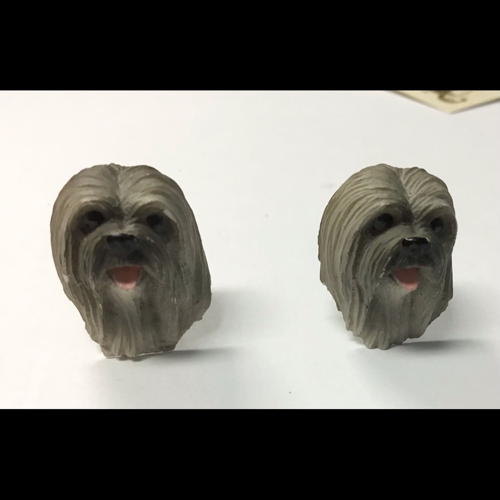 Grey Lhasa apso earrings pierced Havanese